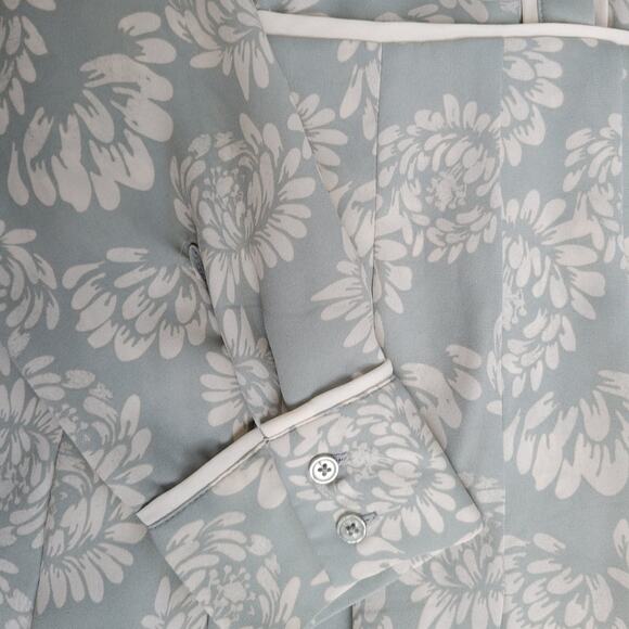 Downeast Collared Pleated Long Sleeve Button Floral Sage Green Dress Women Sz M - Picture 10 of 12